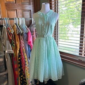 Unique Vintage Mint Green Sleeveless  Dress